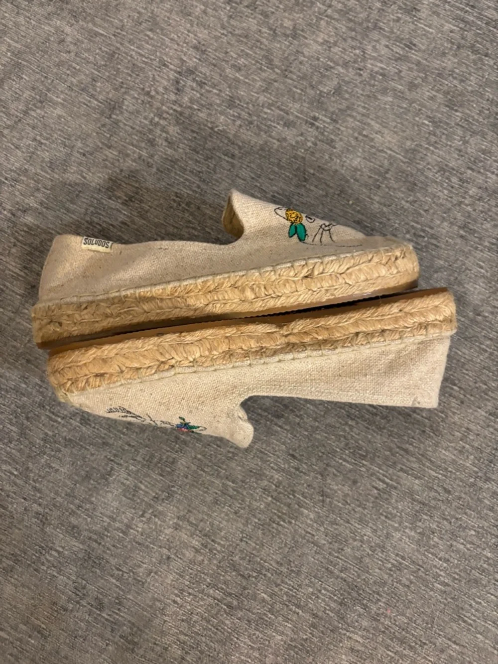 Soludos Spirit Animal Cat Floral Smoking Espadrilles Beige size 6